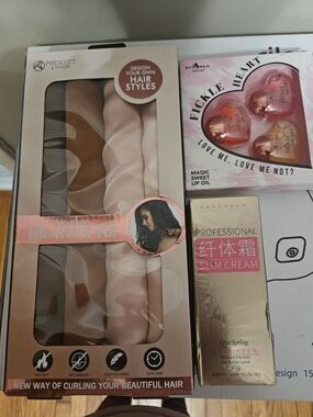3 Pc Bundle, Hair Rollers Lip Oil And Slim Cream